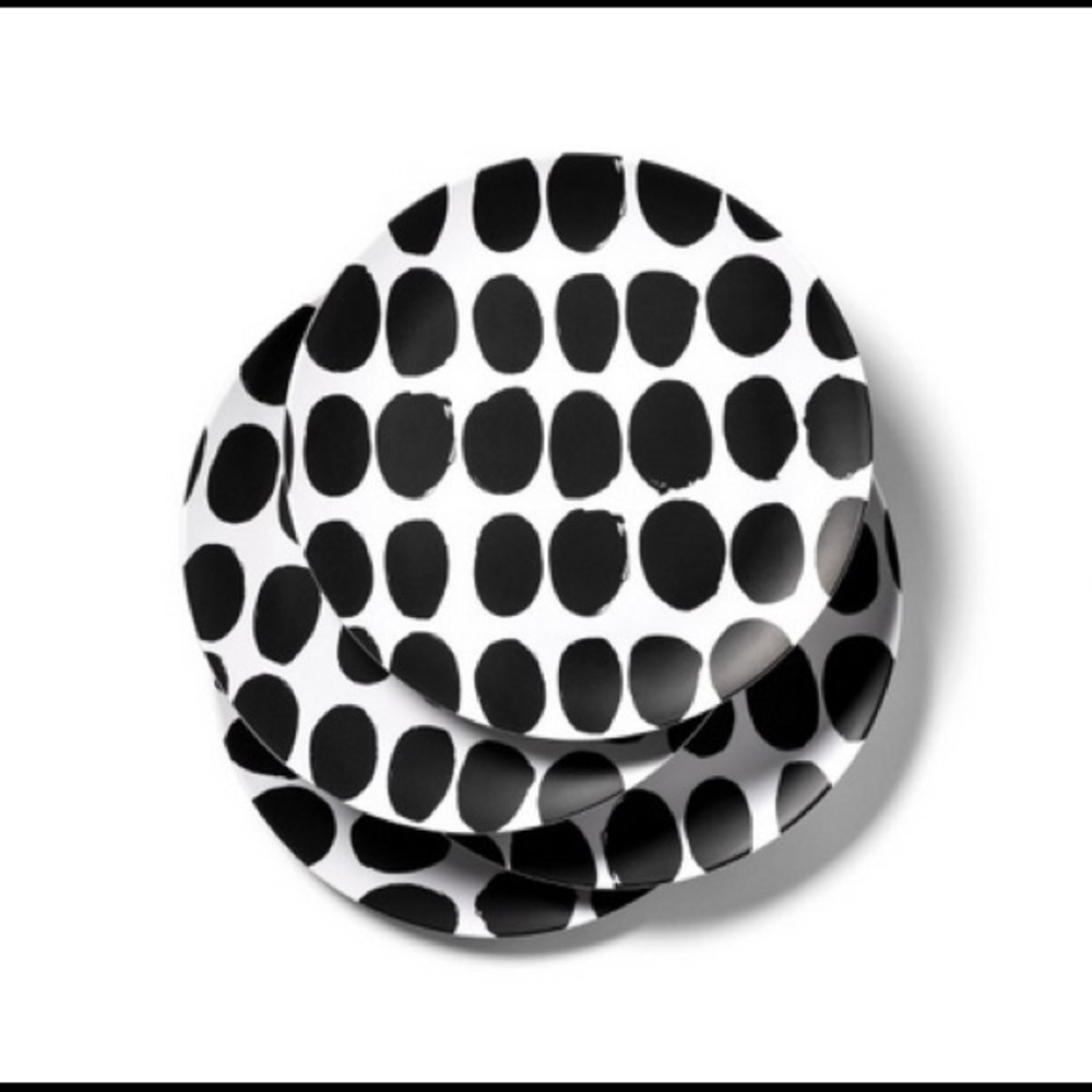 4pk dinner plate set, melamine Black/White